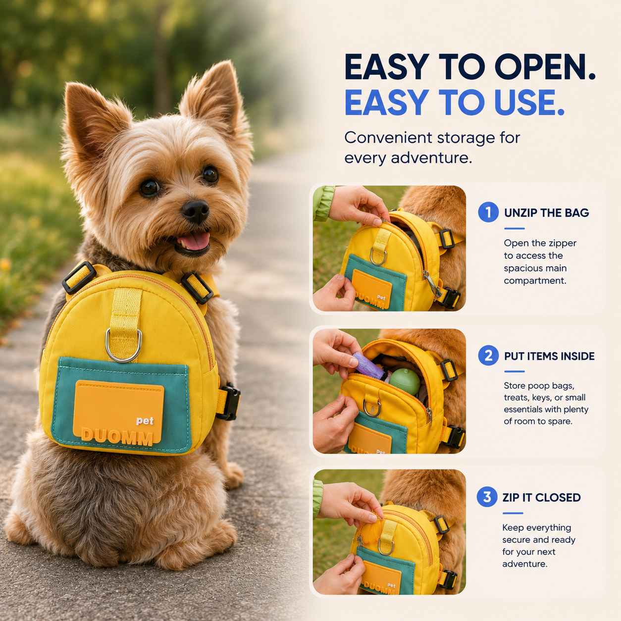 Adventure-Ready Solvora™ Everyday Dog Backpack for Small Breeds